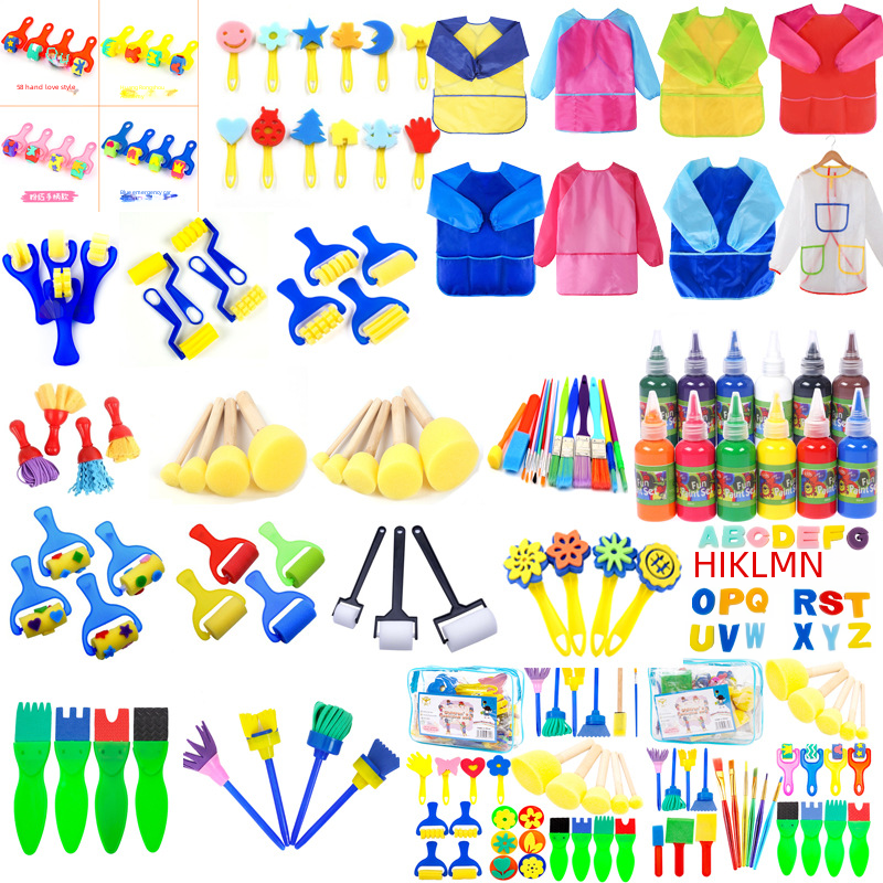 Tehdassuora lasten piirustussarja maalaustyökalut päiväkoti Tee-se-itse taide sienimaalaus sinettien tukkumyynti_voghion.com