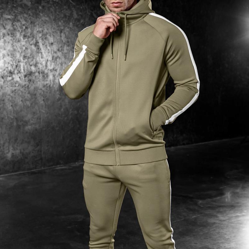Automne et hiver nouveau grand à capuche hommes décontracté course Fitness sport deux pièces ensemble_voghion.com