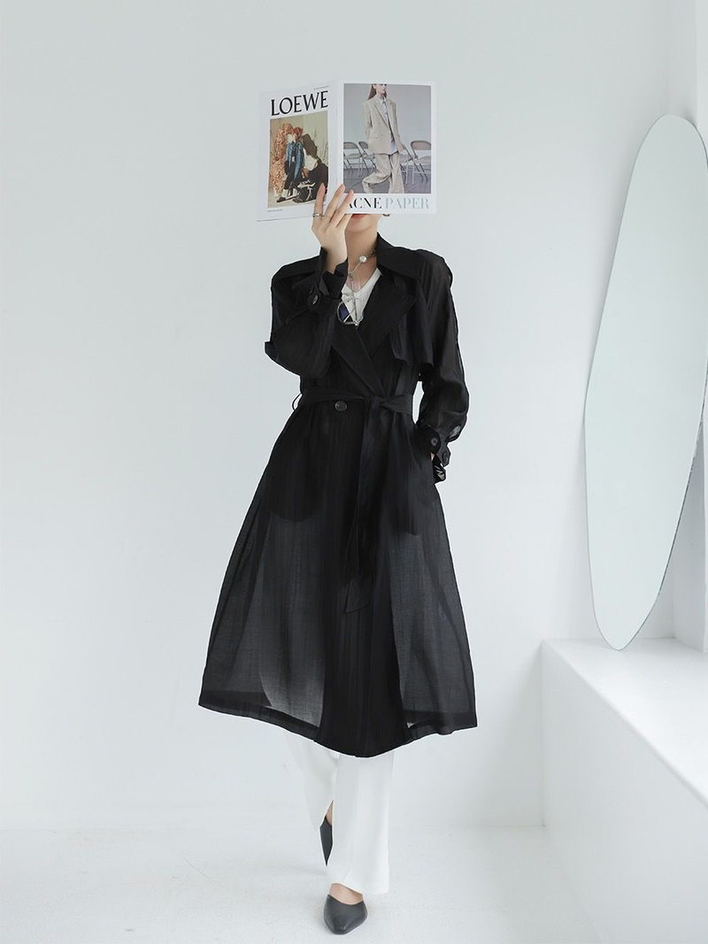 Spring Summer 2023 New Wo's Windbreaker Fashion Loose Frenulum Sunscreen Trench Coat Thin Style Shirt & Blouse Top_voghion.com