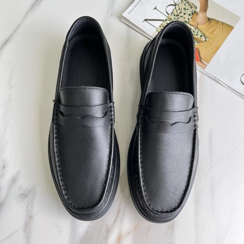 Ejia Unlabeled Cowhide Men's Slip-On Leather Rubber Foam Soft Sole Breathable Loafers Driver's Shoes_voghion.com