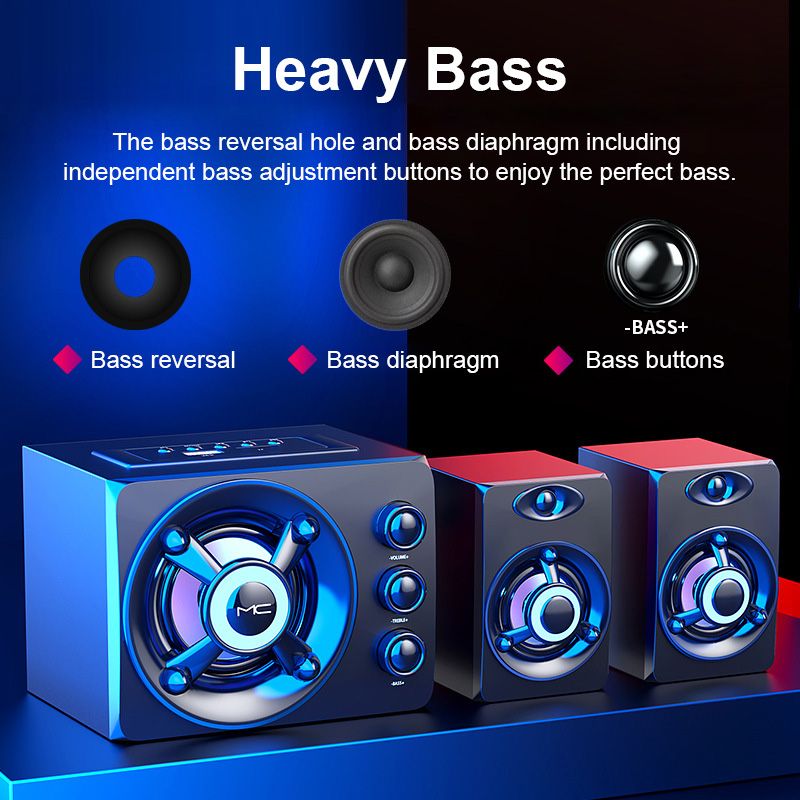 LED počítačové kombinované reproduktory AUX USB kabelový bezdrátový Bluetooth audio systém Domácí kino Surround SoundBar pro PC TV_voghion.com