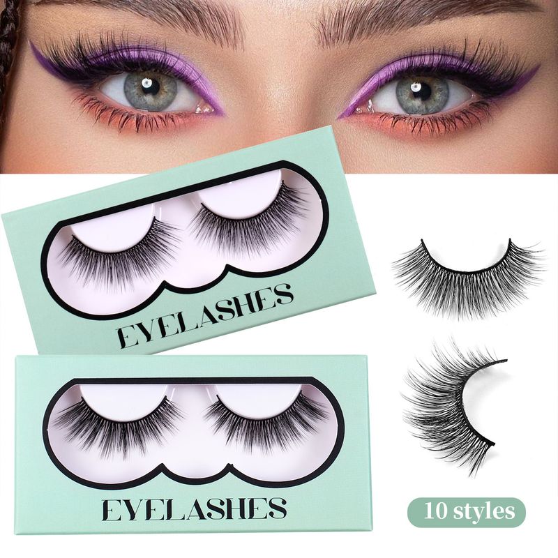 European American Hot-Selling 1 Pair Natural Synthetic False For Daily Makeup, Dense And Long Eyelashes In Stock_voghion.com