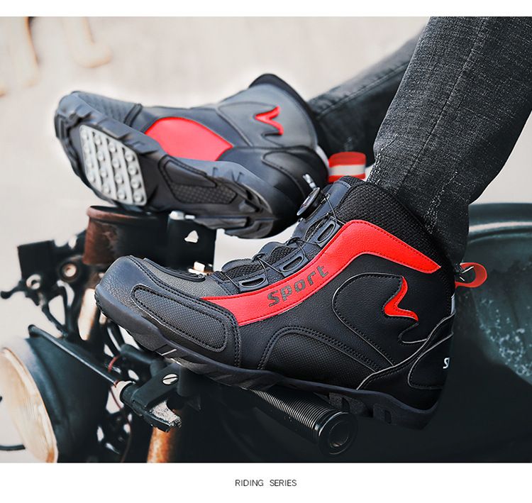 Pantofi noi de motocicletă pentru bărbați și femei, ghete de motocicletă off-road pentru patru sezoane, ghete scurte de curse, echipament de călătorie cu autoblocare pentru motociclete_voghion.com