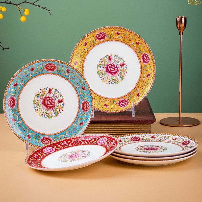 Jingdezhen Enamel Color Fruit Household New Flat Bottom Bone Ceramic Dish Plate Tableware_voghion.com