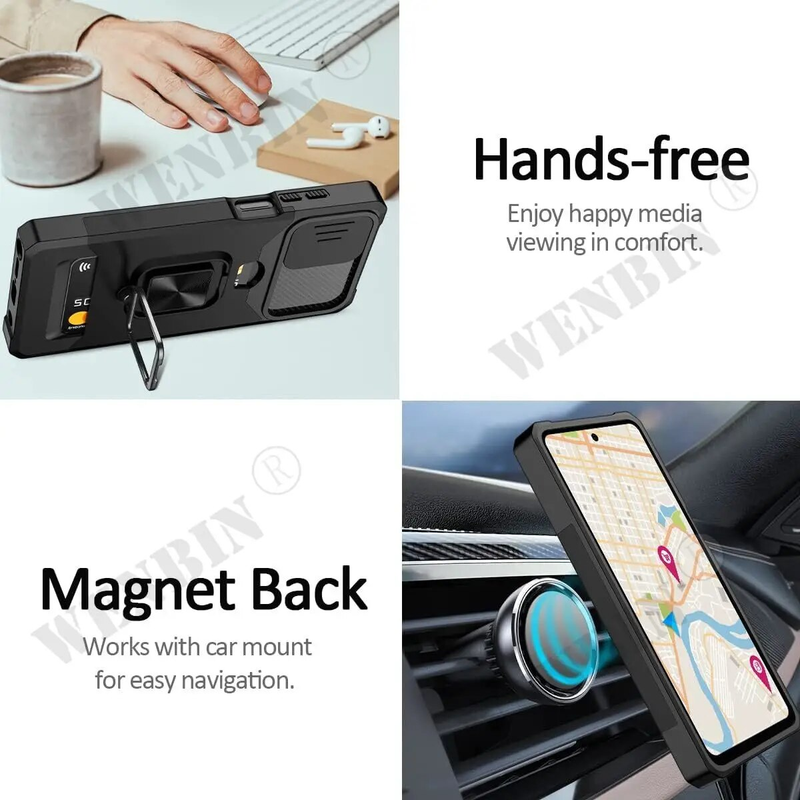 Funda para Samsung S24 S23 Ultra Plus A14 A54 cubierta deslizante para cámara y tarjetero protector magnético resistente_voghion.com