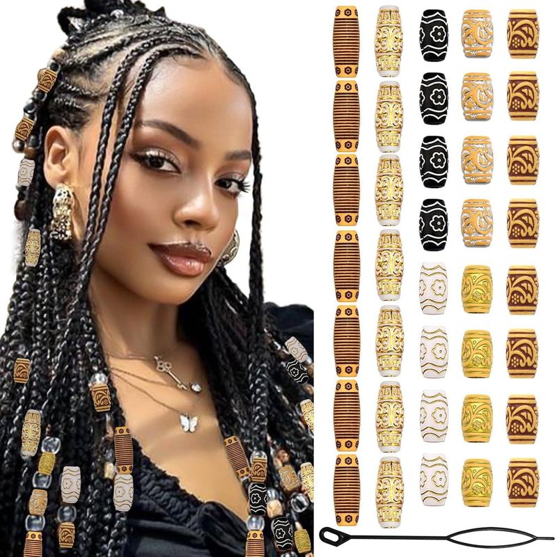 Set di fermagli e forcine per capelli con varie specifiche e stili, accessori per capelli placcati in oro galvanizzato, accessori per capelli con perline di legno combinate_voghion.com