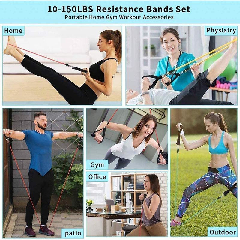 16Pcs Resistance Bands Set Expander Yoga Exercise Fitness Rubber Tubes Band Stretch Training Home Gyms Workout Elastic Pull Rope_voghion.com