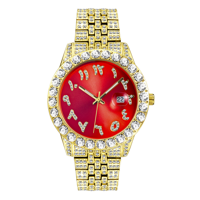 MISSFOX Watch, European And American Hip-hop Hipster Gold High-end Full Diamond Large Dial Calendar Quartz Men's Watch_voghion.com