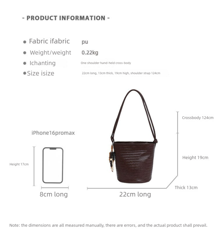 Borsa a secchiello con motivo intrecciato per donna 2025, nuova borsa versatile alla moda, borsa a tracolla casual da pendolare_voghion.com
