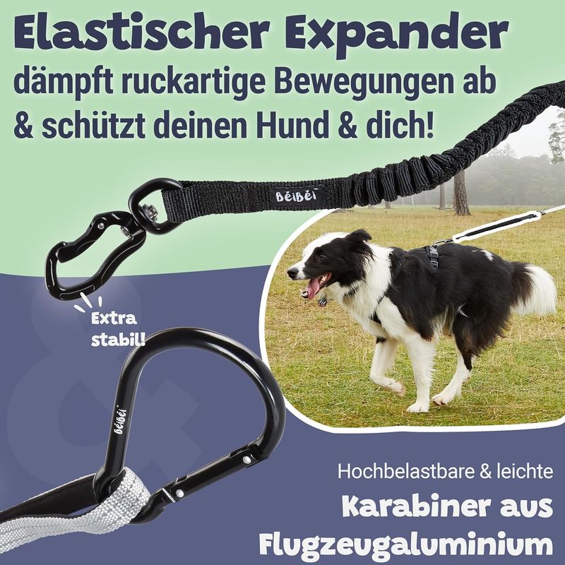 100 % freihändiges Joggen Hundeleine mit Bauchgurt & Tasche, Elastisch, Stoßdämpfend, Reflektierend, Patentierter Einziehmechanismus, Hundeleine Zu_voghion.com
