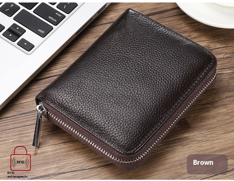 RFID Organ Card Bag Men's And Women's Passport Bags Organ Card Head Cover Layer Cowhide ID Card Holder Large Capacity Card Clip_voghion.com