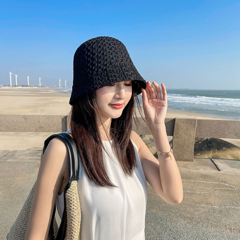 New Arrivals Solid Color Braid Bucket Hat For Women Summer Hollow Out Breathable Beach Hats Knit Dome Fisherman Caps Lady Sunshade_voghion.com