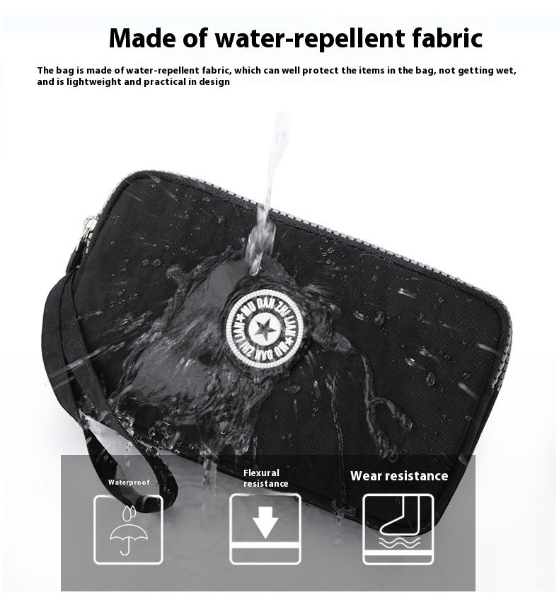 Ny vasket denim dametaske med tre lag lynlås, vandtæt møntpung, makeuptaske, mobiltelefontaske, håndholdt, bærbar taske, lille, firkantet taske_voghion.com