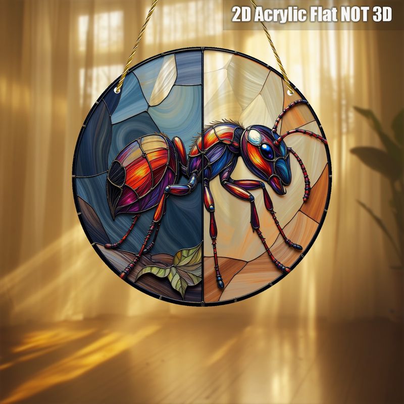 8x8in Ameisen-Sonnenfänger - Lebendige Acryl-Buntglas-Wandkunst für Zuhause und Büro - Einzigartige Innen-/Außendekoration_voghion.com