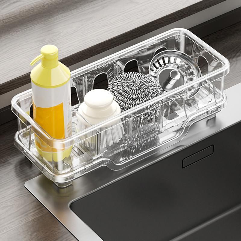 sponge Drain Rack Kitchen Dishwashing Basket Rack Sink Detergent Rag Countertop Storage Rack_voghion.com