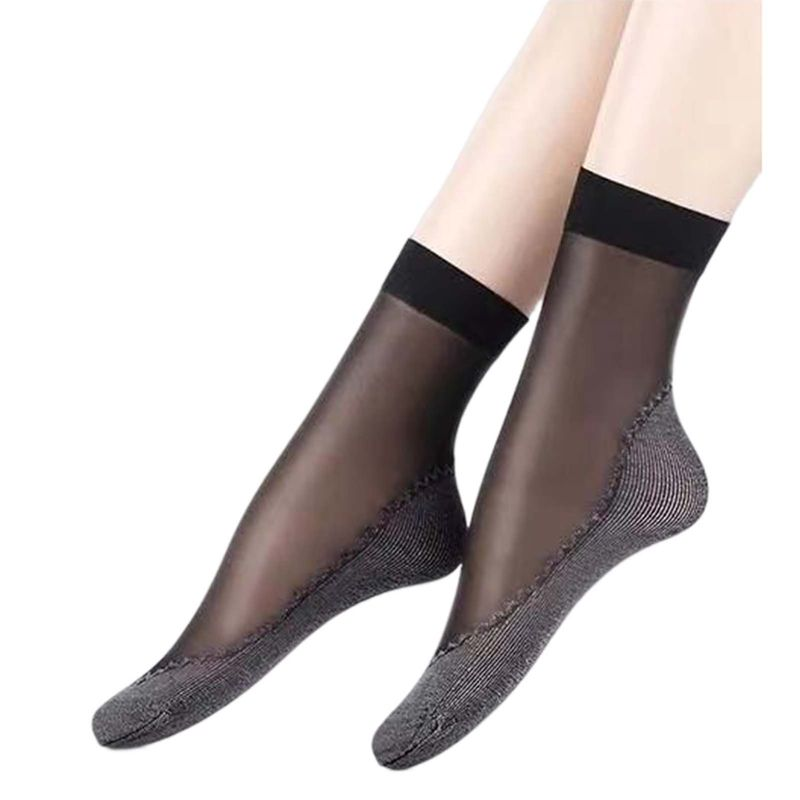 XinWq 10 Paar Knöchelsocken, ultradünn, atmungsaktiv, rutschfest, einfarbig, schweißabsorbierend, nahtlos, Sommer-Baumwollsohle, durchsichtig_voghion.com