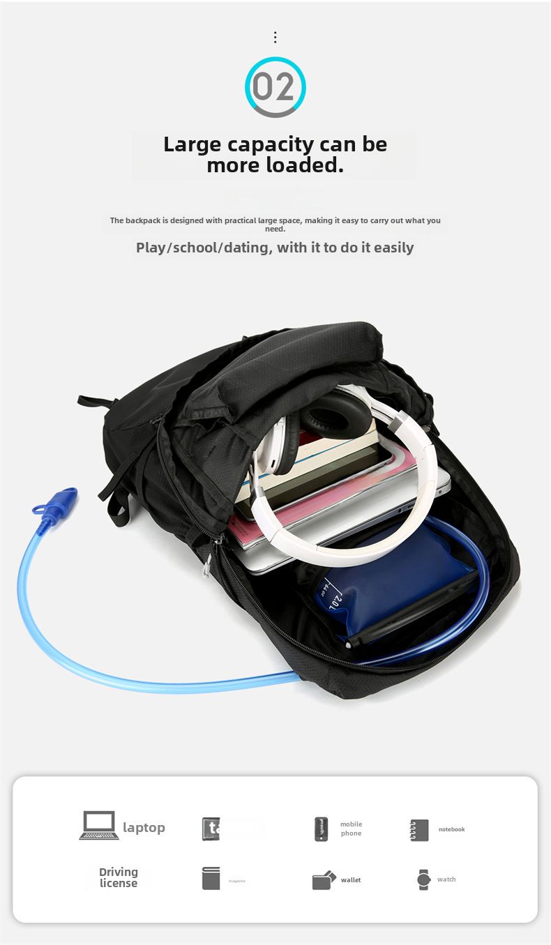 Sac à dos d'alpinisme léger et multifonctionnel, pliable et anti-éclaboussures, pour l'extérieur et la journée_voghion.com