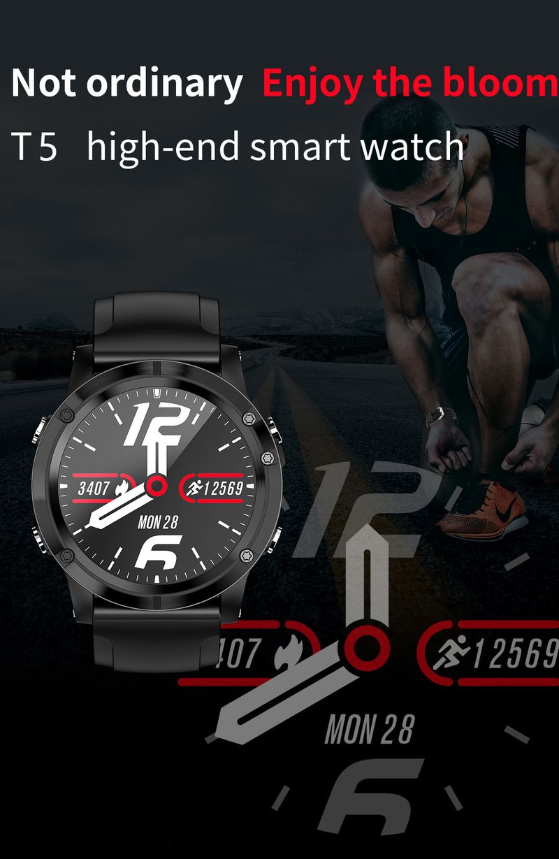 T5 Sports Smart Watch Bracelet Multi-Sport Mode Full Circle Touch Screen Heart Rate Blood Pressure Monitoring_voghion.com