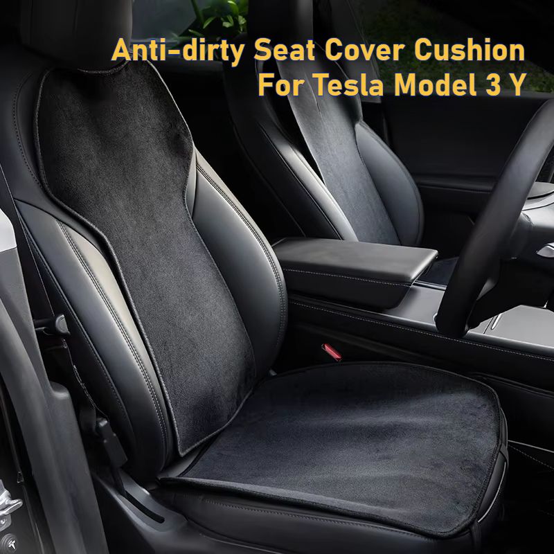 Anti-schmutzig Sitzbezug Kissen für Tesla Modell 3 Y Flanell Anti-Kick Weiß Schwarz Pads Spezielle Custom Matte Innenraum Auto_voghion.com