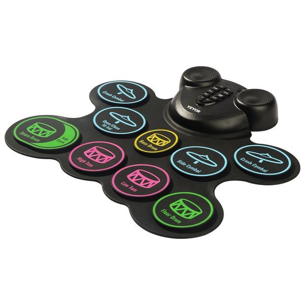 Elektrisches Schlagzeug 9-Pad mit Kopfhöreranschluss Pedale Eingebaute Lautsprecher für Kinder_voghion.com