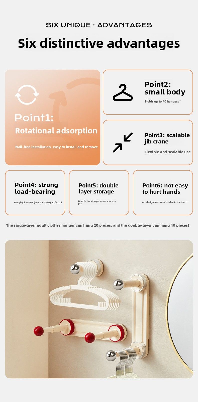 Suction Cup Artifact Balcony Telescopic Household No-Drill Wall-Mounted Organizer Hanger Storage Rack_voghion.com