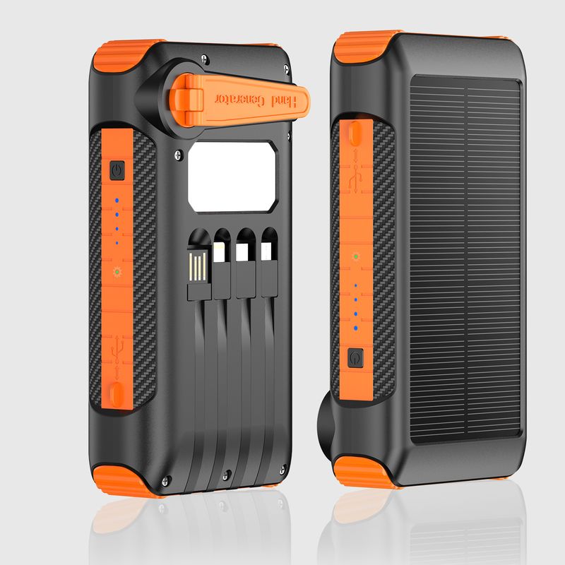 Outdoor Camping With Built In Wire Hand Cranked Solar Mobile Power Supply 30000 MAh Large Capacity Power Bank_voghion.com