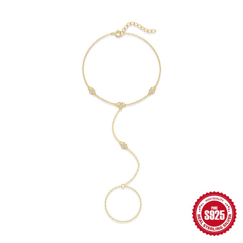 Sterling Silver Fashion Simple Zircon Geometric Splicing Anklet For Women Universal Toe Chain Design Jewelry_voghion.com