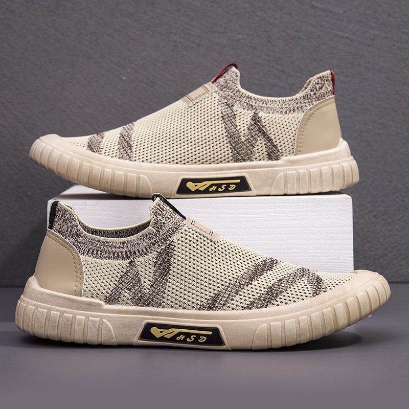 One step socks shoes 2024 summer new mesh breathable shoes lazy shoes mesh sports casual men's shoes cloth shoes_voghion.com