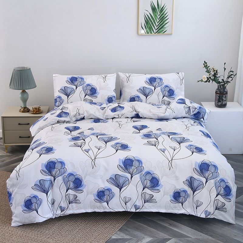 Conjunto de capa de edredom de algodão escovado de luxo estampado - roupa de cama macia tamanho casal/queen/king size para casa e dormitório universitário_voghion.com
