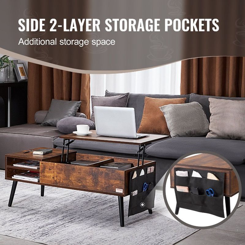 39.4 Table Top Lift Brown In Rectangle Living For Room Coffee Table Coffee_voghion.com