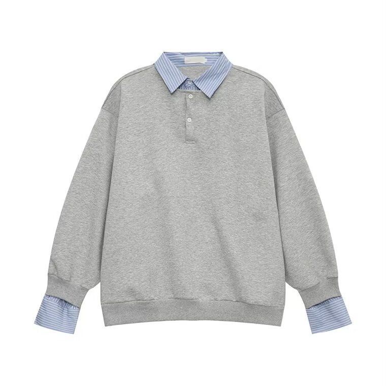 Giacca da uomo in stile college casual autunnale con colletto finto in due pezzi_voghion.com