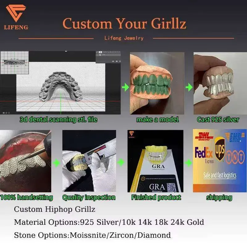 Deep Perm Cut Custom VVS Moissanite Hip Hop Honeycomb Grills For 16/20 Teeth White Gold Dia Ice Out Grillz Jewelry_voghion.com