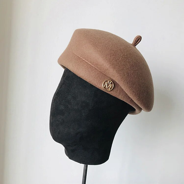 Klassische Damen-Baskenmütze, ausgefallener Wollfilz, wärmer, Wintermütze, Weiß, Schwarz, Damen-Fedora-Fascinator, Pillbox-Hut, formell_voghion.com