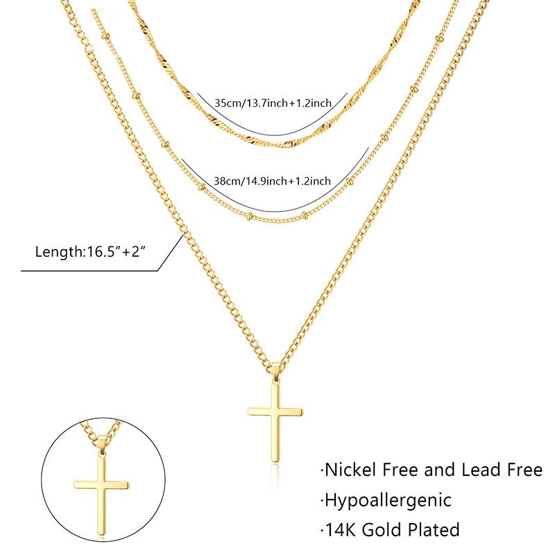 Neue vielseitige Schlüsselbein-Halskette mit einfacher Twist-Kette und Kreuzanhänger, mehrschichtig_voghion.com