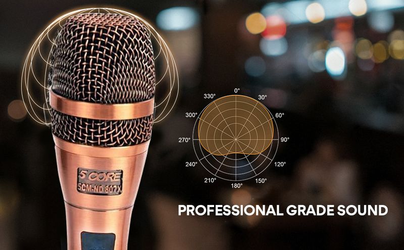 5 CORE Professional Dynamic Vocal Microphone Neodymium Cardioid Unidirectional Handheld Mic for Singing Karaoke Steel Mesh Grille Metal Body With ON O_voghion.com