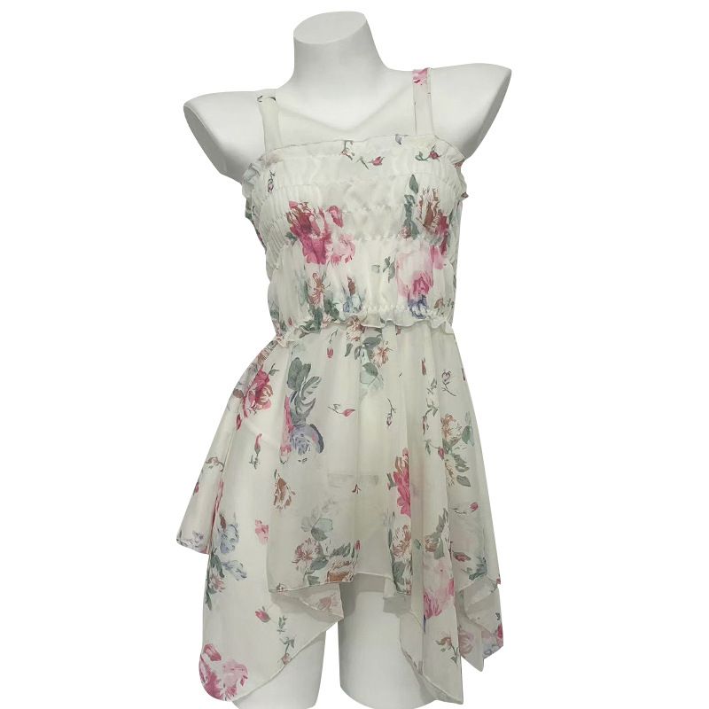 Sex Underwear French Pure Desire Floral Retro Suspender Skirt Sexy Pajama Set Small Chest Temptation Nightdress_voghion.com