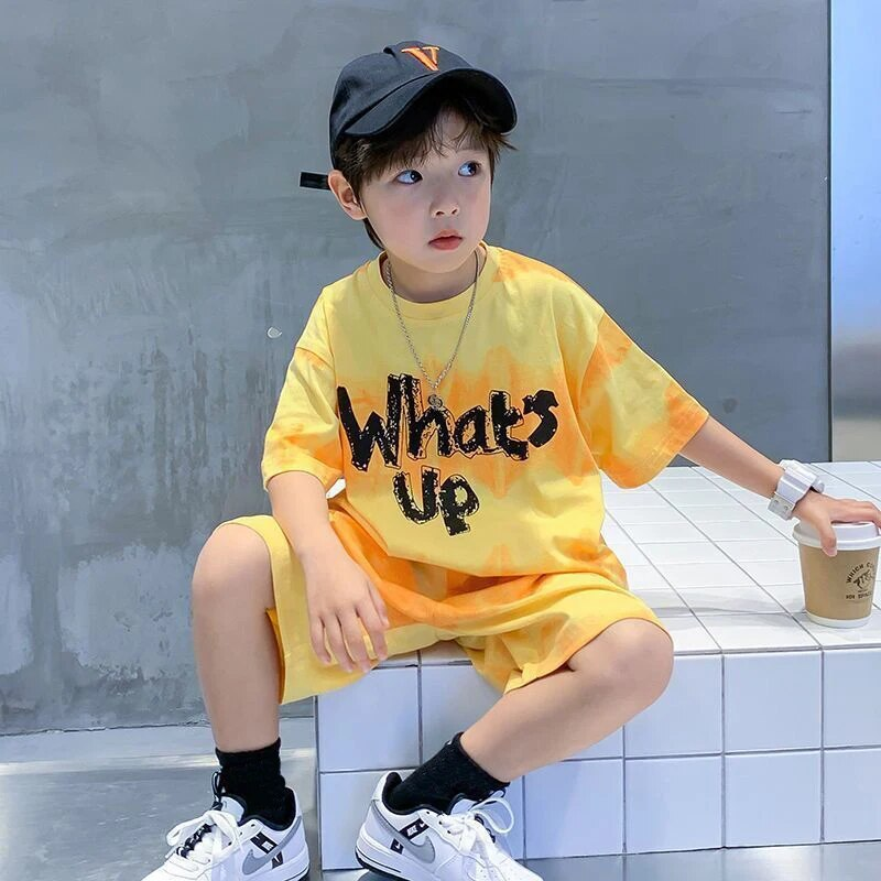 2024 New Boy Summer Quick dry Suit Bambini Streetwear che succede Tshirt a maniche corte + pantaloncini Set sportivo in due pezzi sciolto_voghion.com