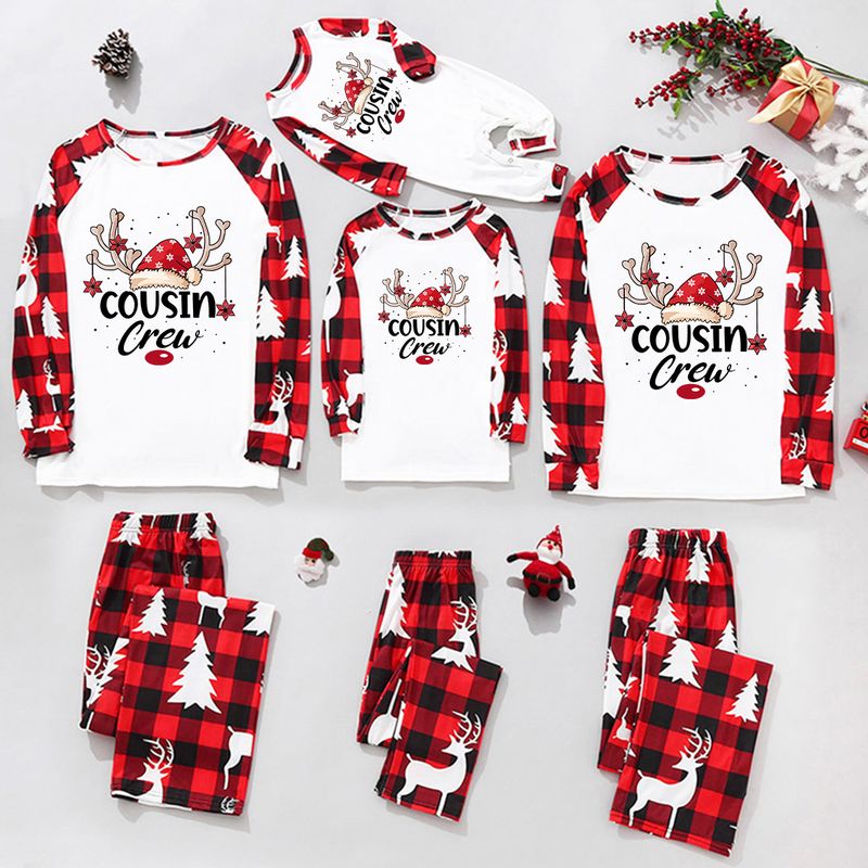 Traje familiar de Navidad, ropa familiar para el hogar, ropa navideña para el hogar, conjunto familiar, ropa para el hogar con estampado de retales a cuadros_voghion.com