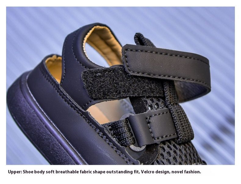 Scarpe da spiaggia con punta a pane in rete cava per bambini e bambine, sandali con suola morbida, primavera/estate 2024_voghion.com