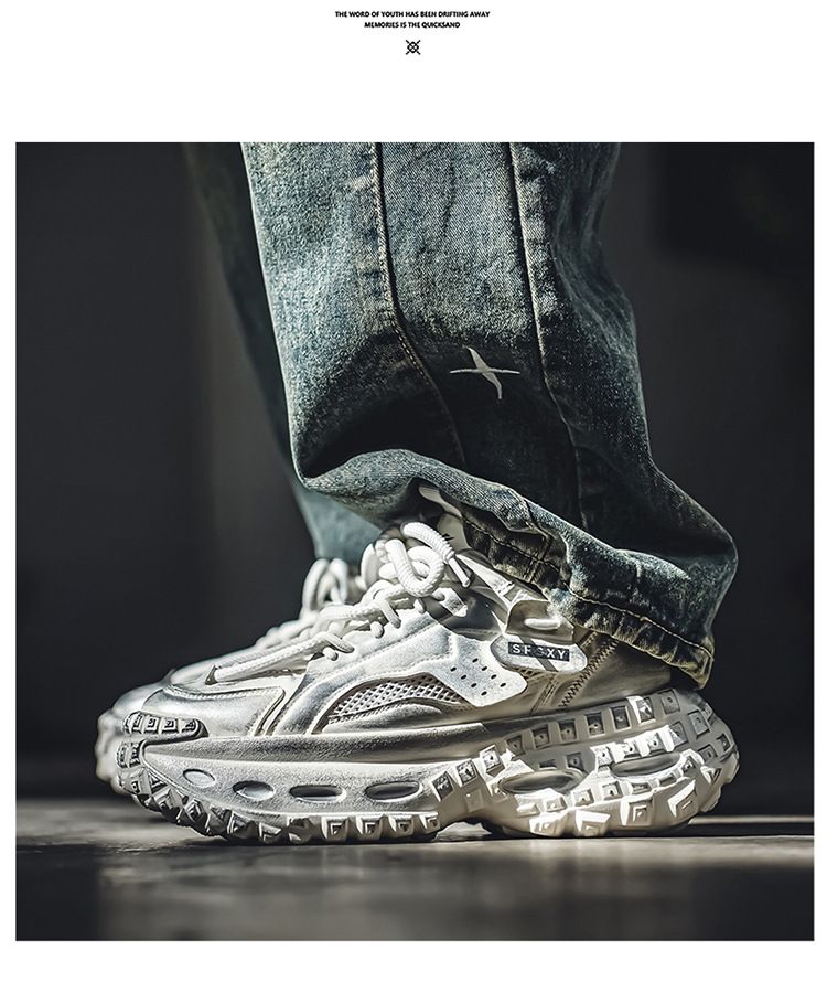 Men’s Shoes mesh breathable sports casual shoes non slip height increasing student personality dad shoes trendy shoes_voghion.com