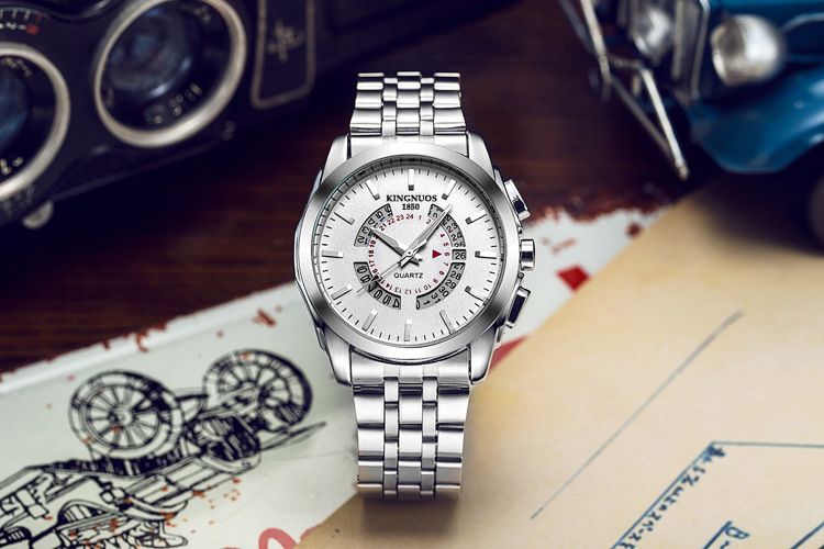 High-End-Mode Vielseitige Herren Multifunktionale Leuchtkalender Wasserdichte Stahlband Heißer Verkauf Business Uhr_voghion.com