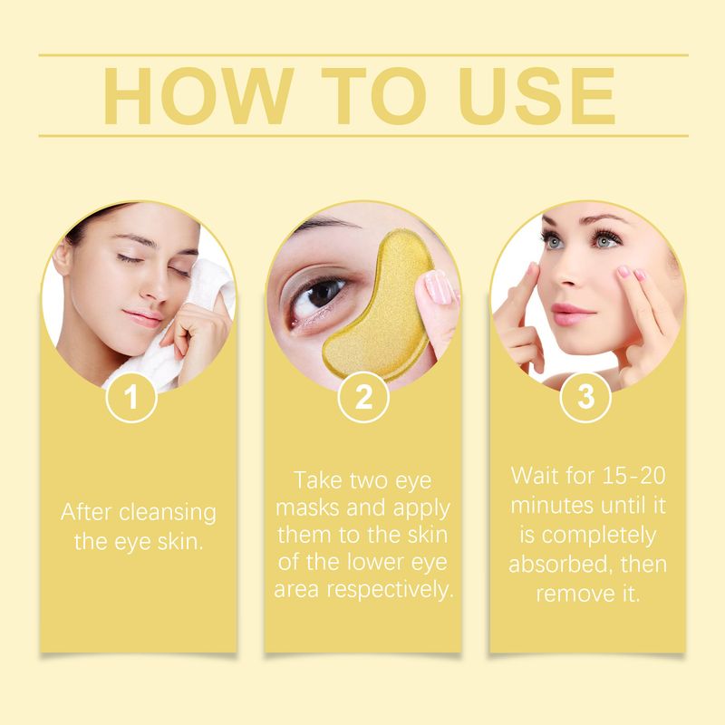 Gouden oogmasker, hydraterend en vochtinbrengend, hydrateert de huid rond de ogen op milde wijze, nicotinamide-essence, huidverzorgingsoogmasker_voghion.com