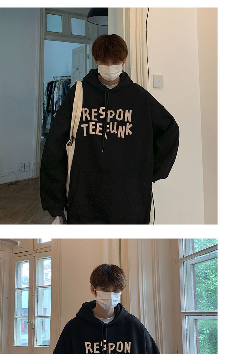 Men's loose and hoodie, trendy brand large for spring, autumn, winter, plus fleece jacket, size 12_voghion.com