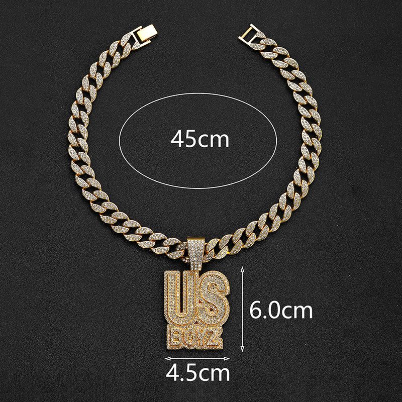 Lletter USBOYZ Anhänger Persönlichkeit Hip Hop Halskette kubanische Kette Legierung Persönlichkeit Retro Halskette_voghion.com