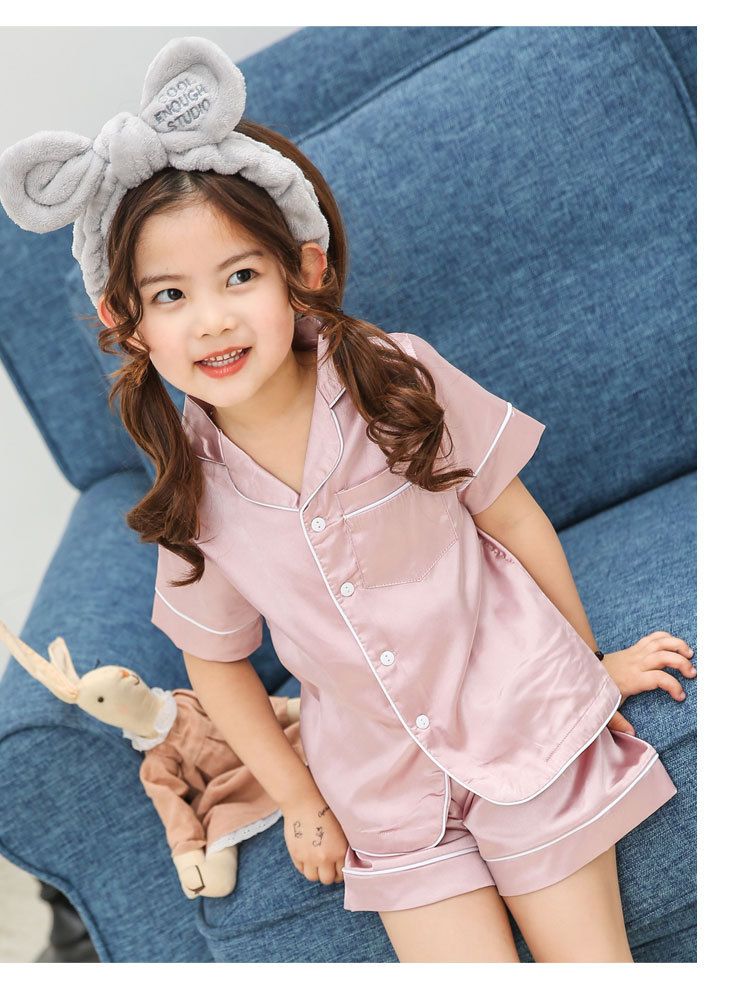 Roupas de bebê para meninas pijamas primavera seda gelo conjunto de homewear infantil pijamas para meninos adolescentes_voghion.com