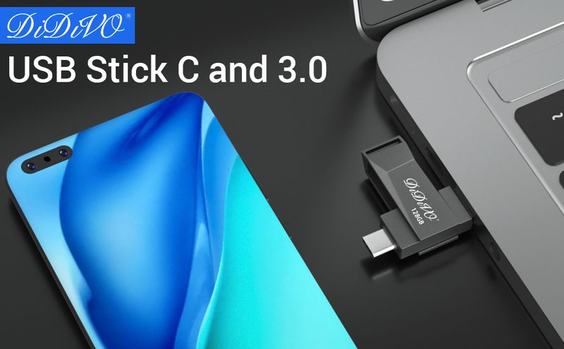 USB Flash Drive 64GB 128GB 256GB 512GB Brzi 2-u-1 USB-C Flash Drive USB 3.0 Thumb Drive Memorijske kartice Metalni Jump Drive Vanjska pohrana_voghion.com
