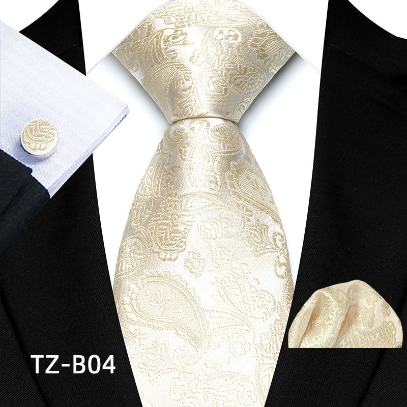 Set de costum de nuntă bărbătesc cu model paisley, cravată și batistă de buzunar, cu manșete_voghion.com