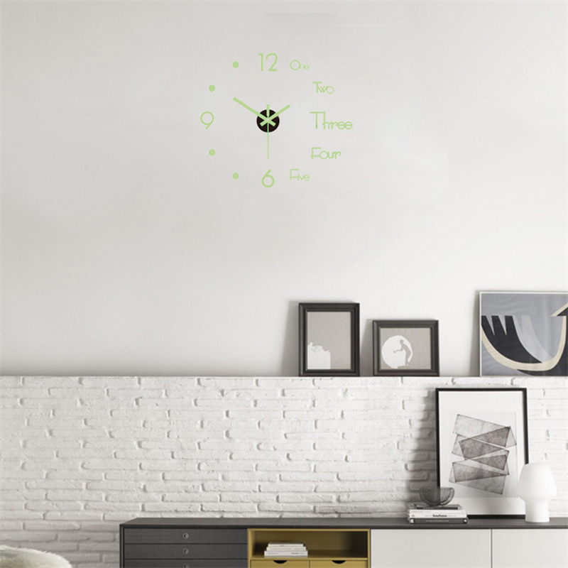 Sienas pulkstenis 3D DIY Moderns dizains Lieli kvarca pulksteņi Modes Pulksteņi Uzlīmes Dzīvojamā istaba Mājas dekors Horloge Gaismas Bezrāmju_voghion.com
