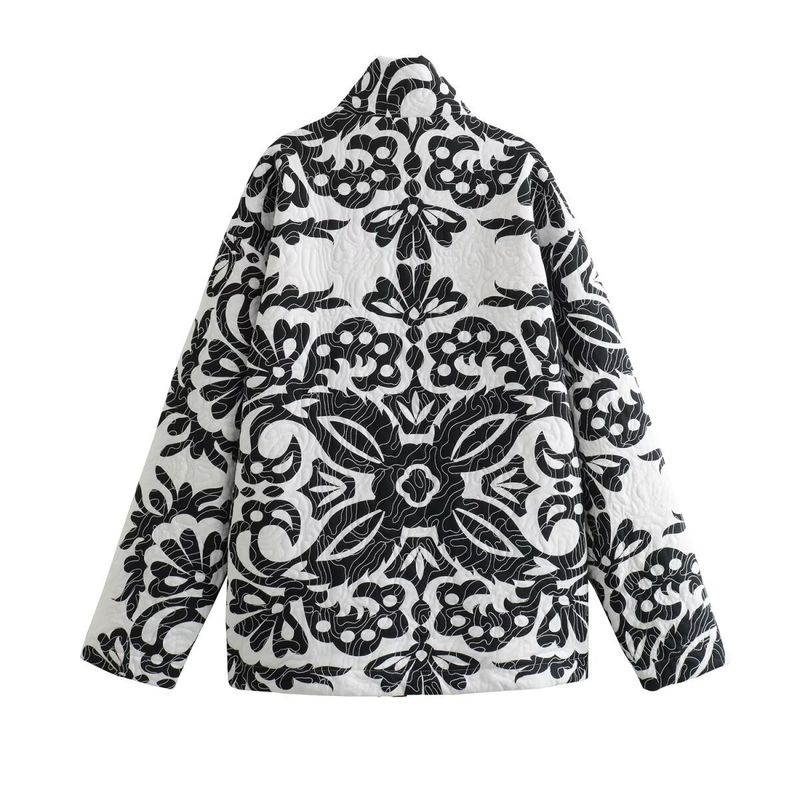 Giacca in cotone stampato con collo alto e nuova moda da strada estiva 2024 da donna_voghion.com