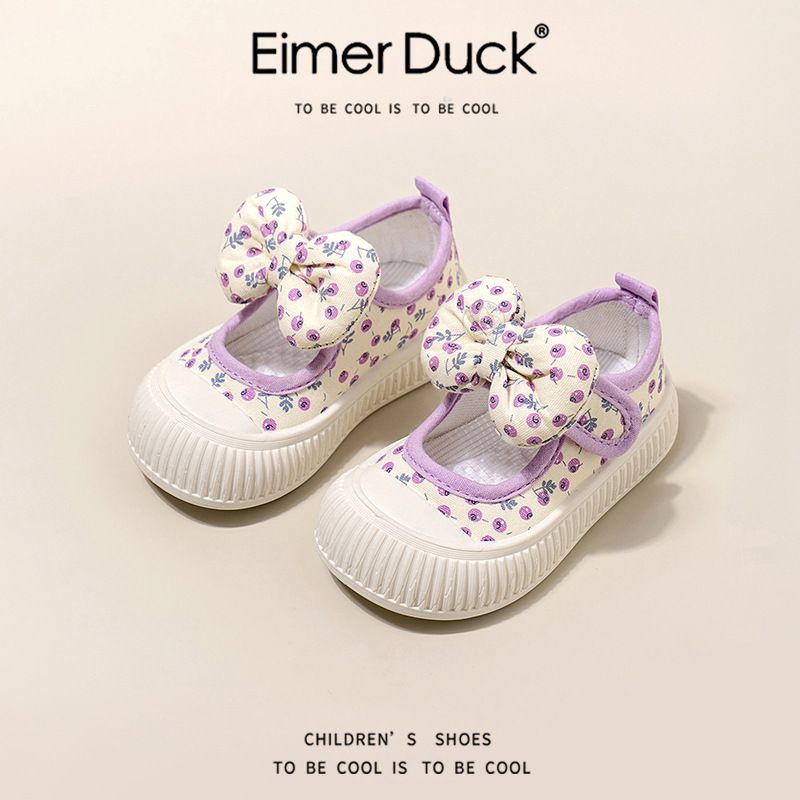 Girls bow canvas shoes non-slip soft sole new breathable casual shoes versatile children's shoes_voghion.com